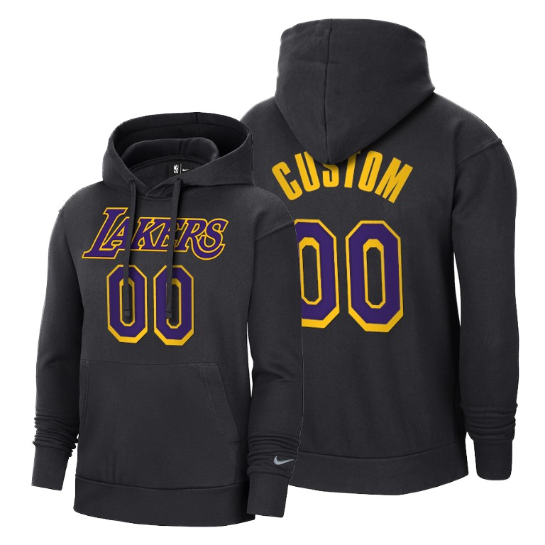 Men's Los Angeles Lakers Custom #00 NBA 2021 Earned Edition Charcoal Basketball Hoodie IVP1483RL